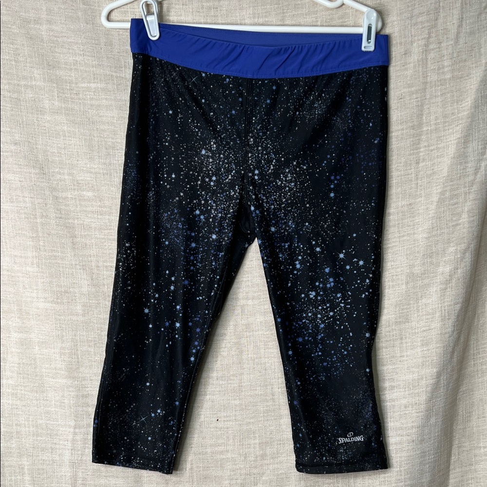 Spalding Woman’s Cosmic Black and Blue Leggings Capri